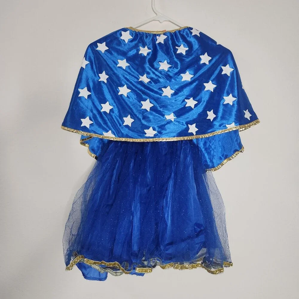 Wonder Woman Girls Size Medium Halloween Costume Dress & Cape - Picture 7 of 7